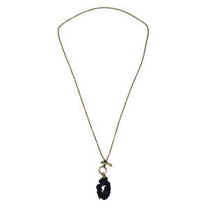 Gold Chain Necklace with Black Geode Stone Pendant